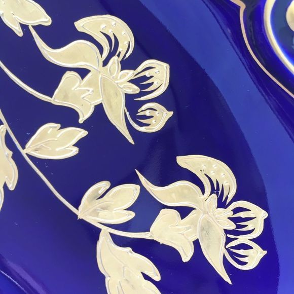 Vintage Ilmenau Echt Kobalt West German gilded indigo blue gold platter 1930s​ - Picture 6 of 13